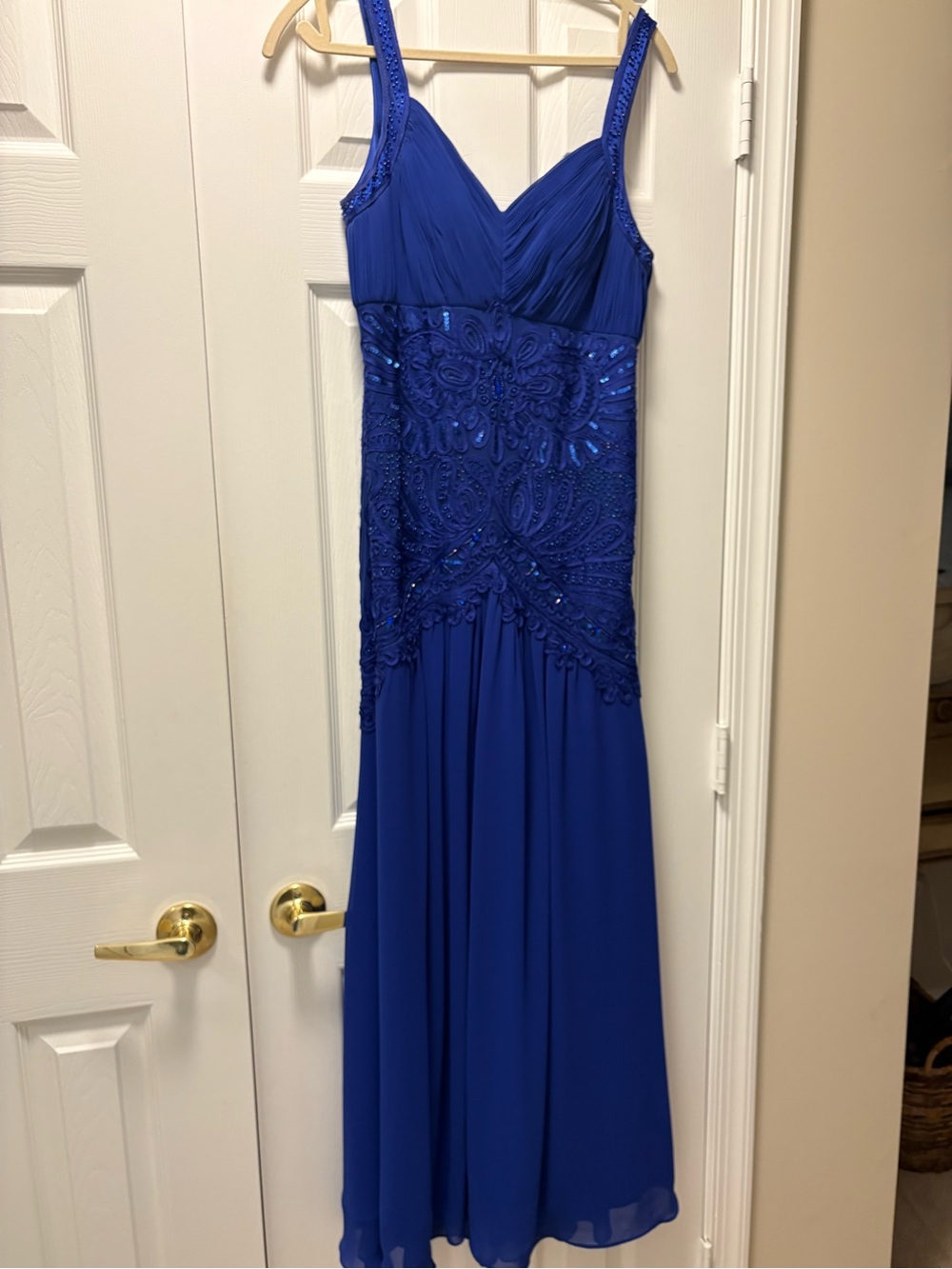 Sue Wong Royal Blue Beaded Maxi gown